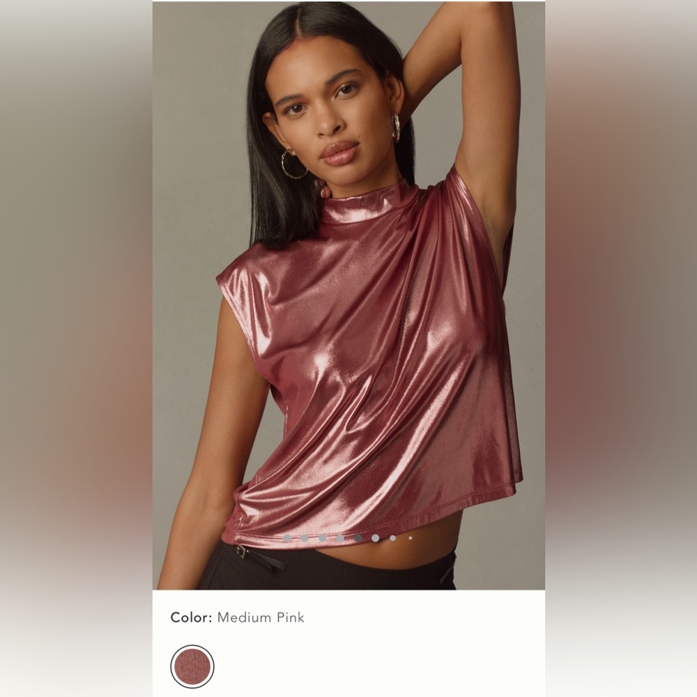 By Anthropologie Cowl-Neck Liquid Shine Top - Size XS